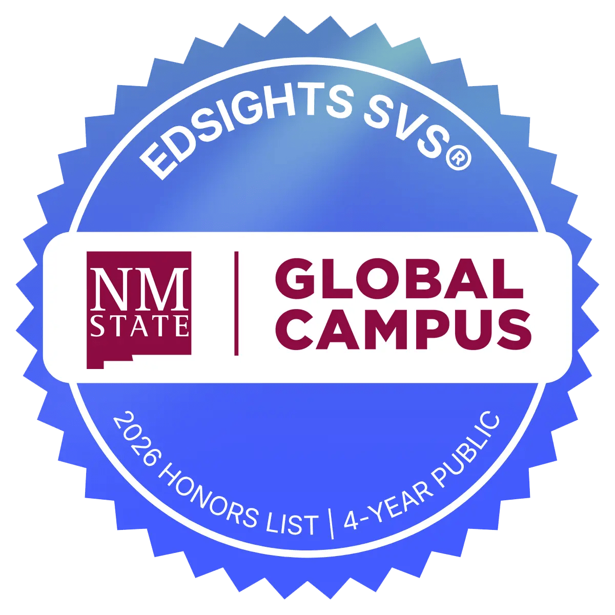 EdSights Student Voice Score recognition badge for NMSU Global Campus